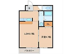 ポワール 1LDKの間取図画像