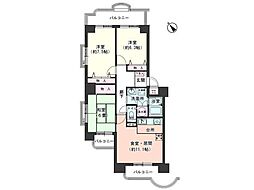 パレ・ロワイヤル盛岡A棟 3LDKの間取図画像