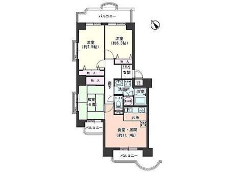 3LDK 間取り