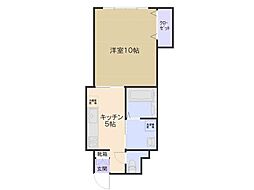 トパーズ 1Kの間取図画像