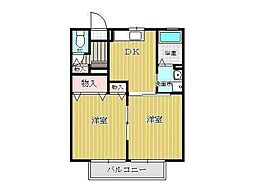 ドミール諏訪ケ崎 2DKの間取図画像