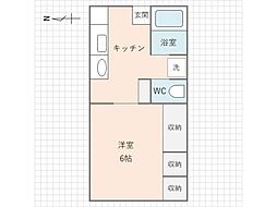 ヴィラ栄町1 1Kの間取図画像
