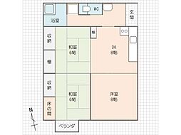 第5号棟わたなべアパート 3Kの間取図画像