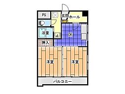 レジデンス堀反 2DKの間取図画像