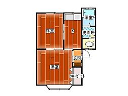 アーバンティ翡翠 2Kの間取図画像