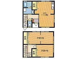 アップルハイツB 2LDKの間取図画像