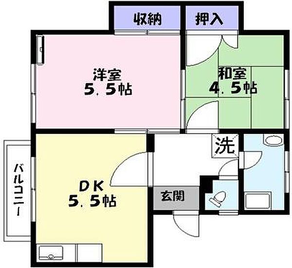 河津マンション 8｜鳥取県米子市東福原２丁目(賃貸マンション2DK・1階・35.86㎡)の写真 その2