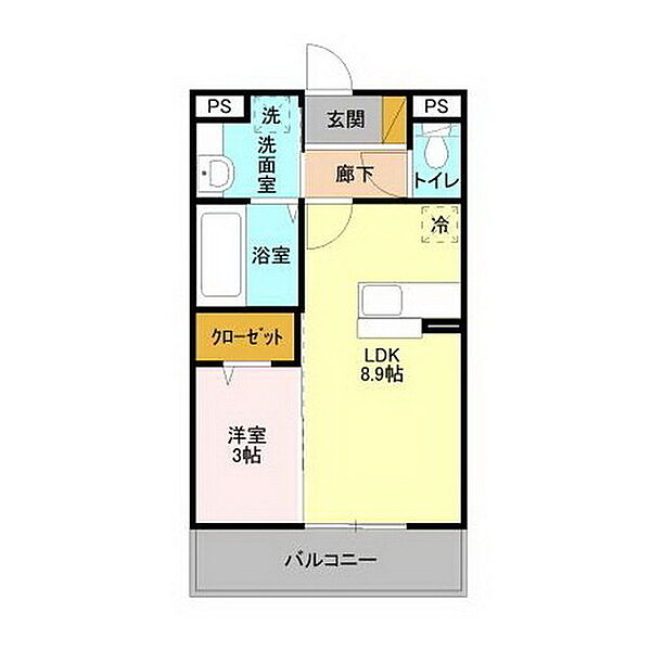 サクラテラス自由ヶ丘 305｜茨城県水戸市東原2丁目(賃貸アパート1LDK・3階・33.38㎡)の写真 その2