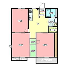 みゆきハイツ 2階3DKの間取り