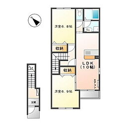 メゾン　グランシャリオ 2階2LDKの間取り