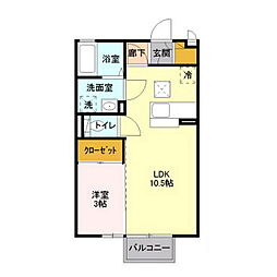 グレイス自由ヶ丘 1階1LDKの間取り