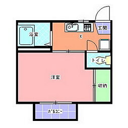 錦ハイツＢ棟 1階1Kの間取り