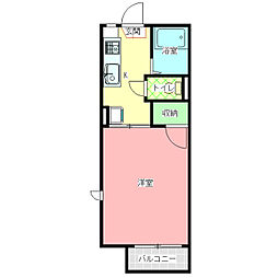 ルミエールＢ棟 2階1Kの間取り