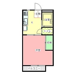 アメニティー1 1Kの間取図画像