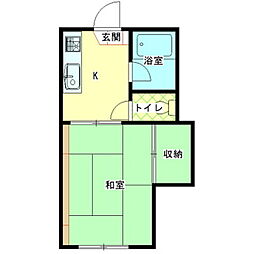 荒井第一アパート 1Kの間取図画像