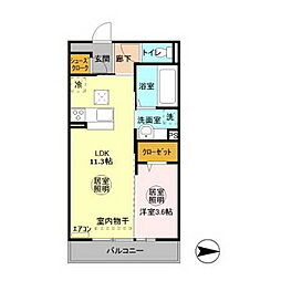 プラムマハール 1階1LDKの間取り