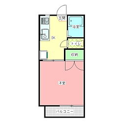 ドミール21 2階1Kの間取り