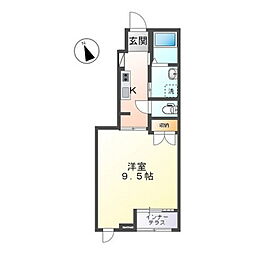 belle prunelle（ベル プリュネル） 1階1Kの間取り