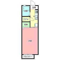 秀和ハイツ 1Kの間取図画像