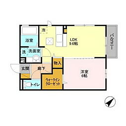 パークドオートムA 1LDKの間取図画像