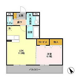 サクラテラス自由ヶ丘 1LDKの間取図画像
