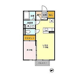 プランタンコリーヌ2 1LDKの間取図画像