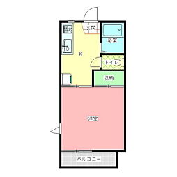 みどりハイツ 1Kの間取図画像