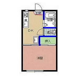 セブンハイツB 1Kの間取図画像