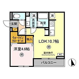 D-Invest東原B B 1LDKの間取図画像