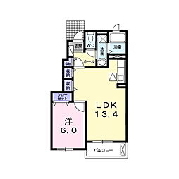 スクエアウエスト 1LDKの間取図画像