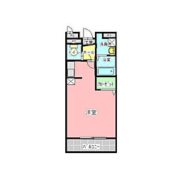 コートライブリーN2 ワンルームの間取図画像