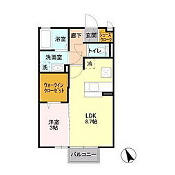ベイシー 1LDKの間取図画像
