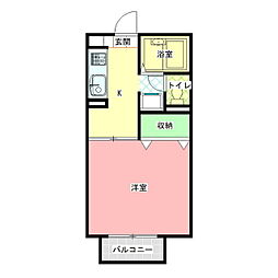 カサベルデ 1Kの間取図画像