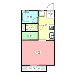 久賀谷コーポA 1Kの間取図画像