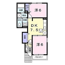 プリムローズガーデン 2DKの間取図画像