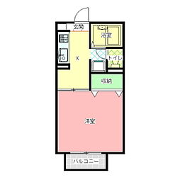 ディア・コートB 1Kの間取図画像