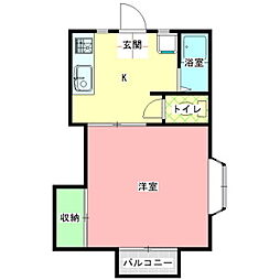 スズキハイツB 1Kの間取図画像