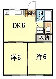 フォーブル高柳B 2DKの間取図画像