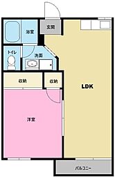 プレミール中溝B 1LDKの間取図画像