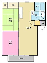 ヴィルヌーヴイクスA 2LDKの間取図画像