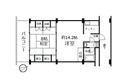 ビラ自然郷マンションA 2Kの間取図画像