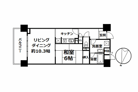 1LDK 間取り