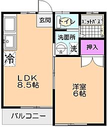 MP-7番館 1LDKの間取図画像