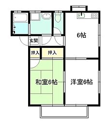 サンシャインアキノG 2DKの間取図画像