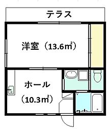 グリーンテラス北安東 1DKの間取図画像