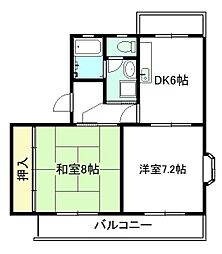 カーサ杉山 2DKの間取図画像