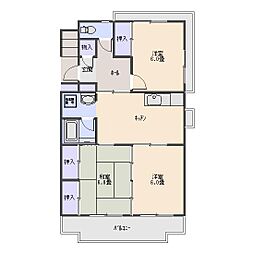 セフィール曲金 3DKの間取図画像