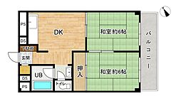 チサンマンション和地山 2DKの間取図画像
