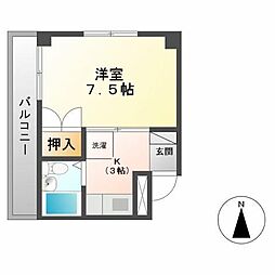 ル・セレッソ 1Kの間取図画像