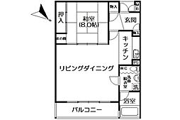 ヴィラ南熱海2号 1LDKの間取図画像